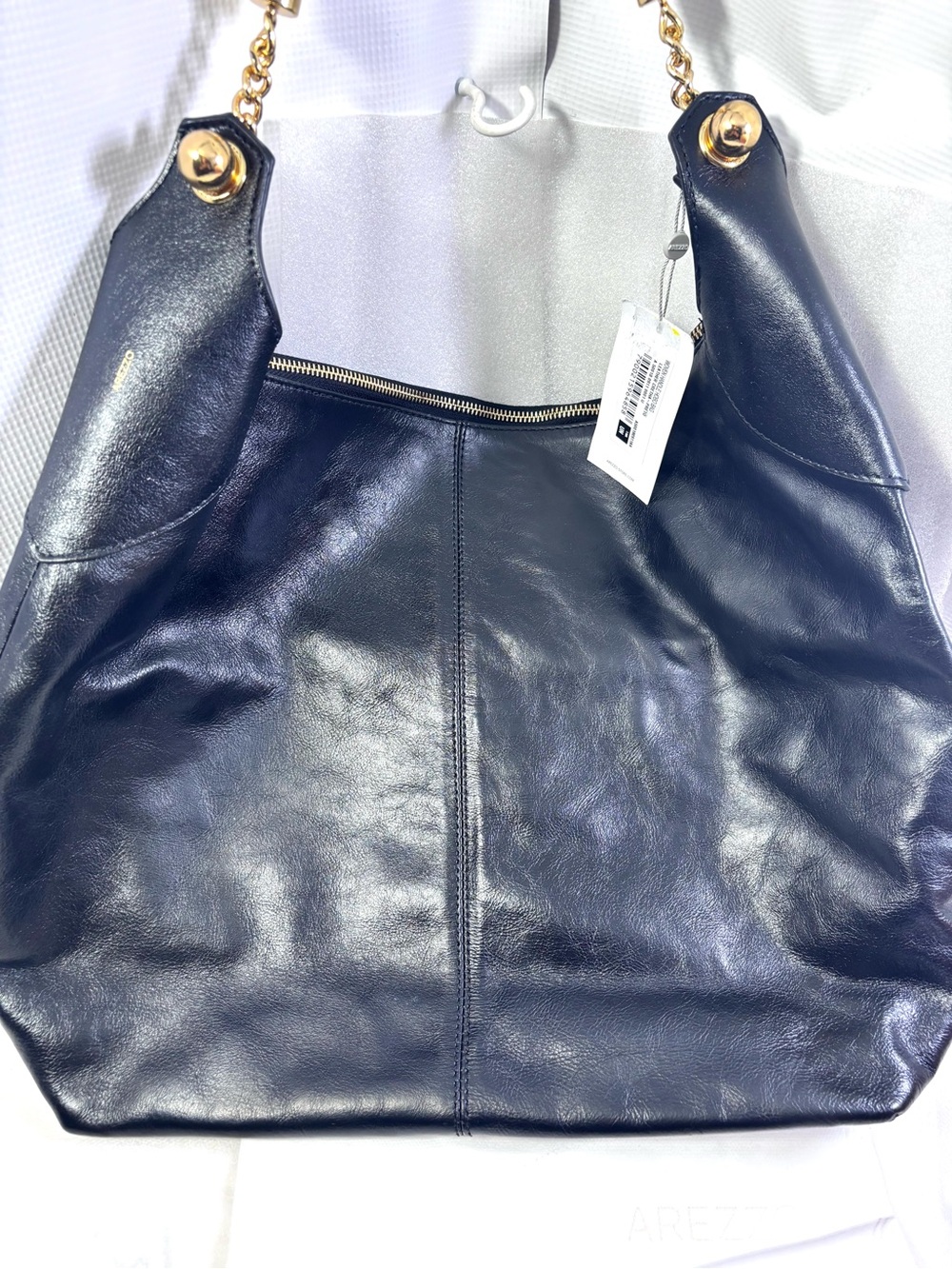 Arezzo Sloane LG Leather Hobo.Black/Gold.